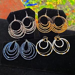 4 pairs Artisan Beaded Earrings